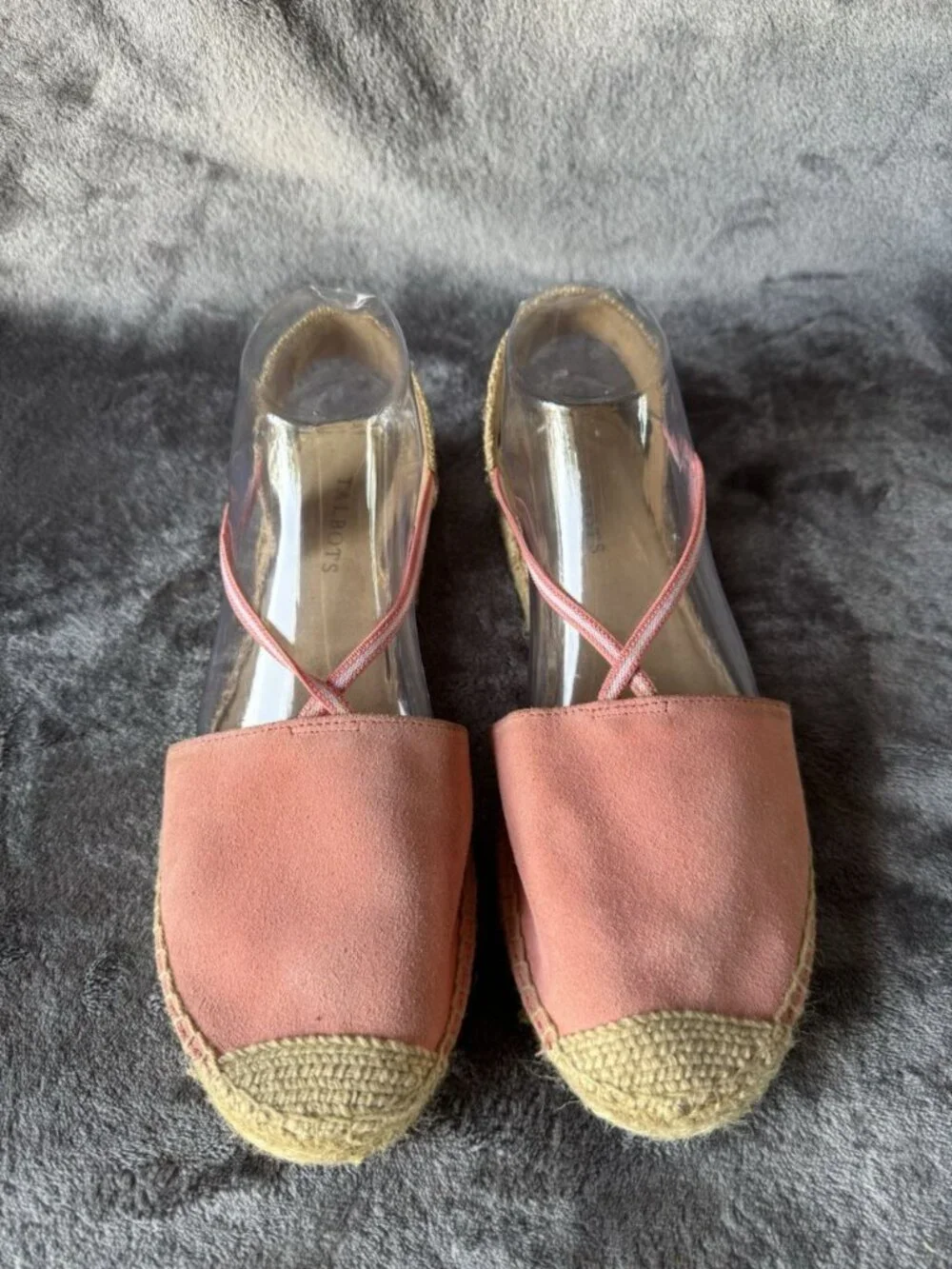 TALBOTS Pink Suede Leather Espadrilles Sandals Flats Sz 9.5 Casual Church Chic